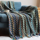 Boho Cozy Throw Blanket in Green