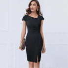 Elegant Bodycon Women's Dress - Black