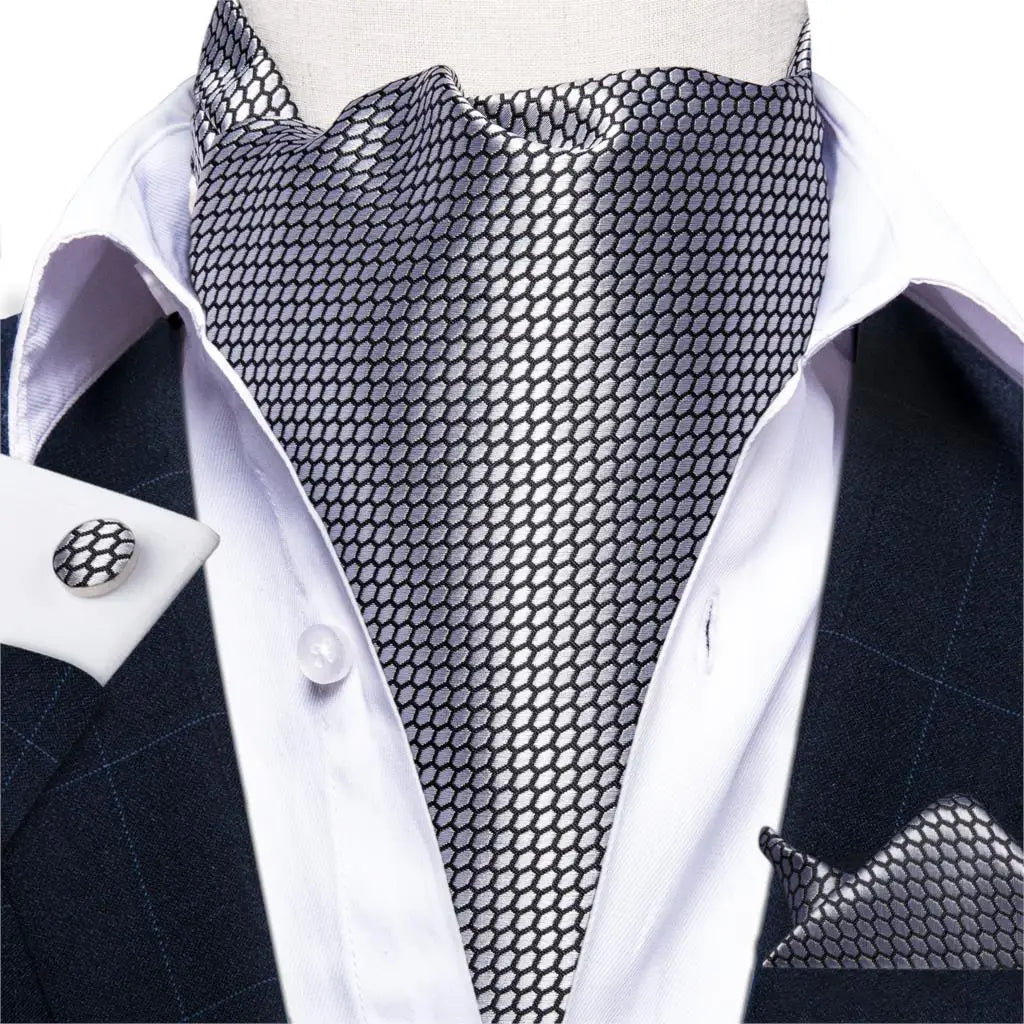 Men's Silk Cravat Set with Cufflinks and Pocket Square