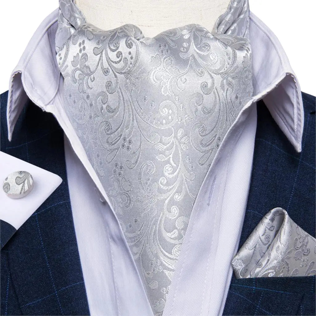 Men's Silk Cravat Set with Cufflinks and Pocket Square