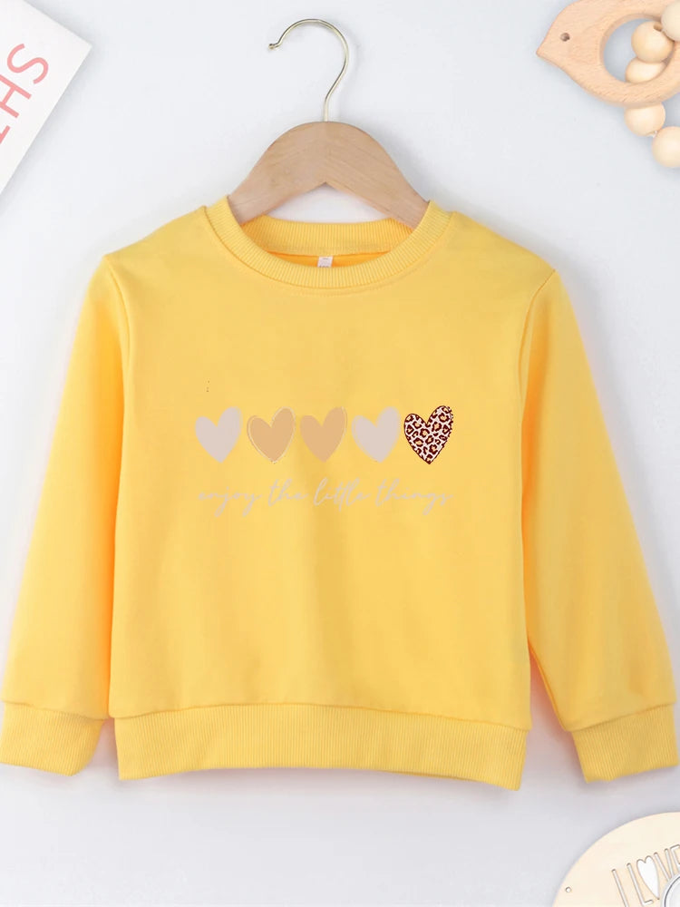 Yellow Love Hearts Girls Jumper