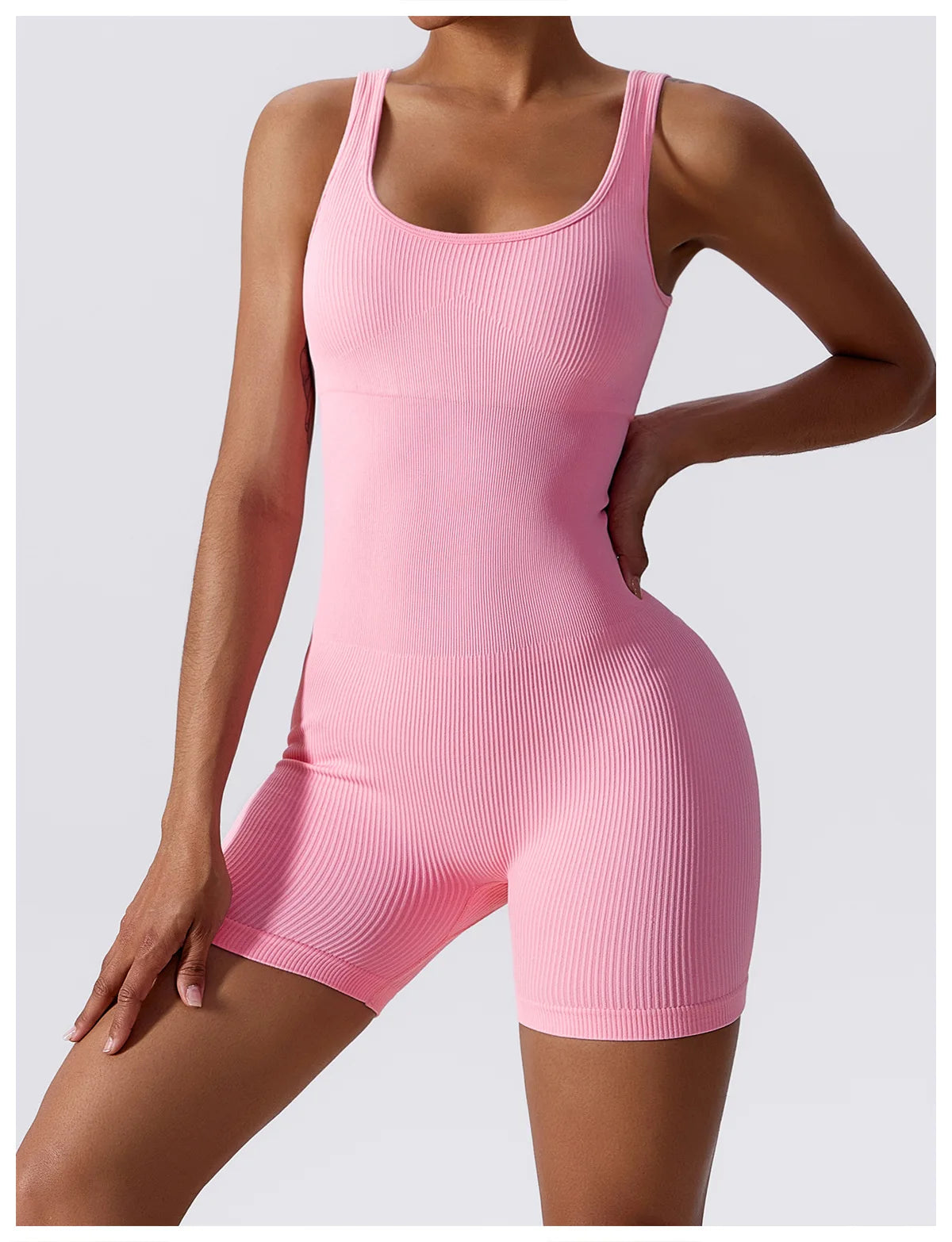 Women's Seamless Fitness Playsuit - Pink 3