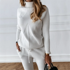 2-Piece Casual Polo Neck Women's Outfit in White